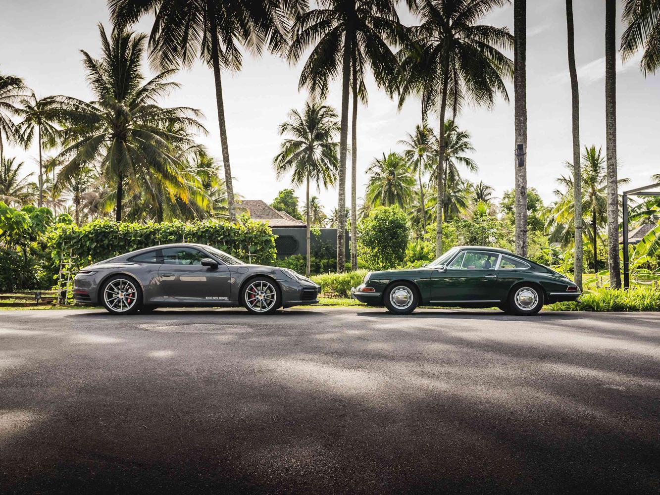 保時捷911 Carrera S(左)與電影《間諜遊戲》(Spy Game)中,勞勃瑞福(Robert Redford)的座駕– Porsche 912(右)。