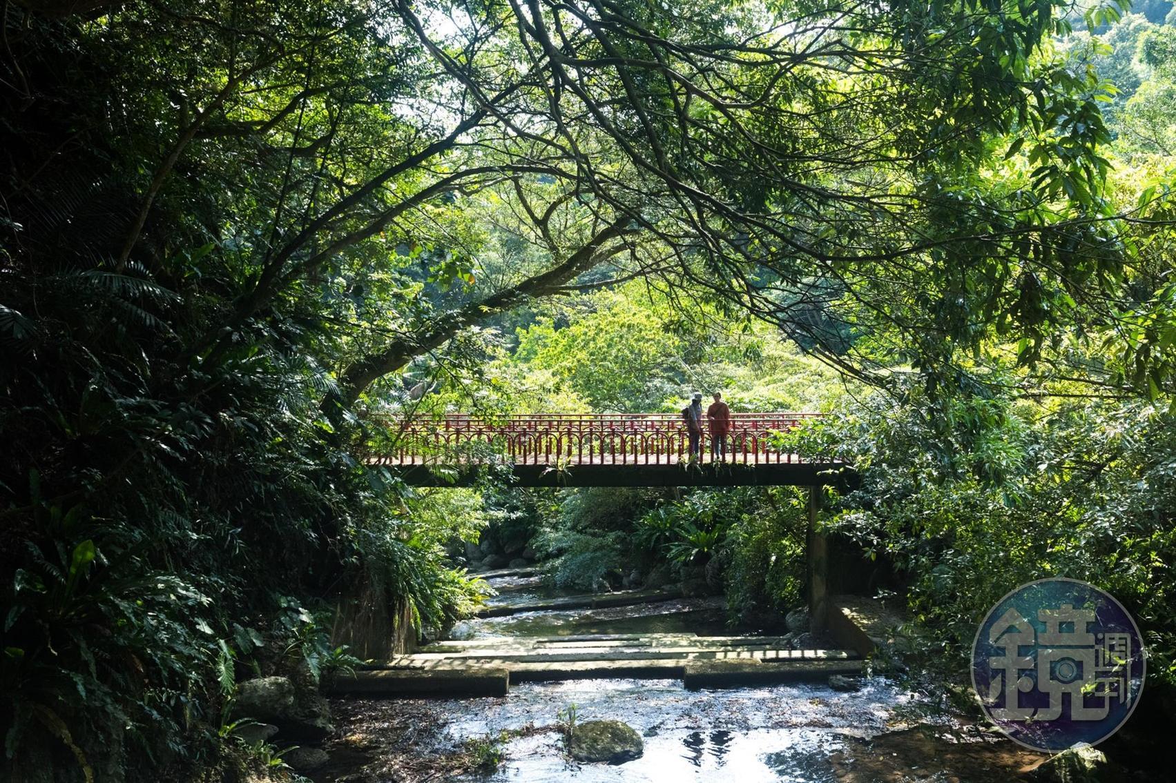 「馥蘭朵宜蘭里山」園區內的北勢坑溪,潺潺溪水,自然清澈。