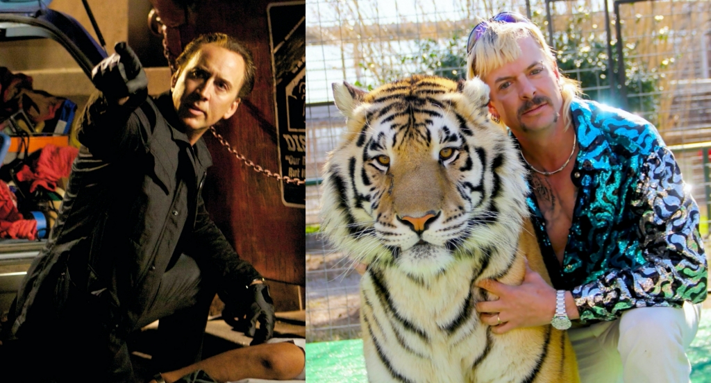 尼可拉斯凱吉（左）打算接下影集版的《虎王》，扮演《虎王》主角「異國喬」。（甲上娛樂、Netflix提供）