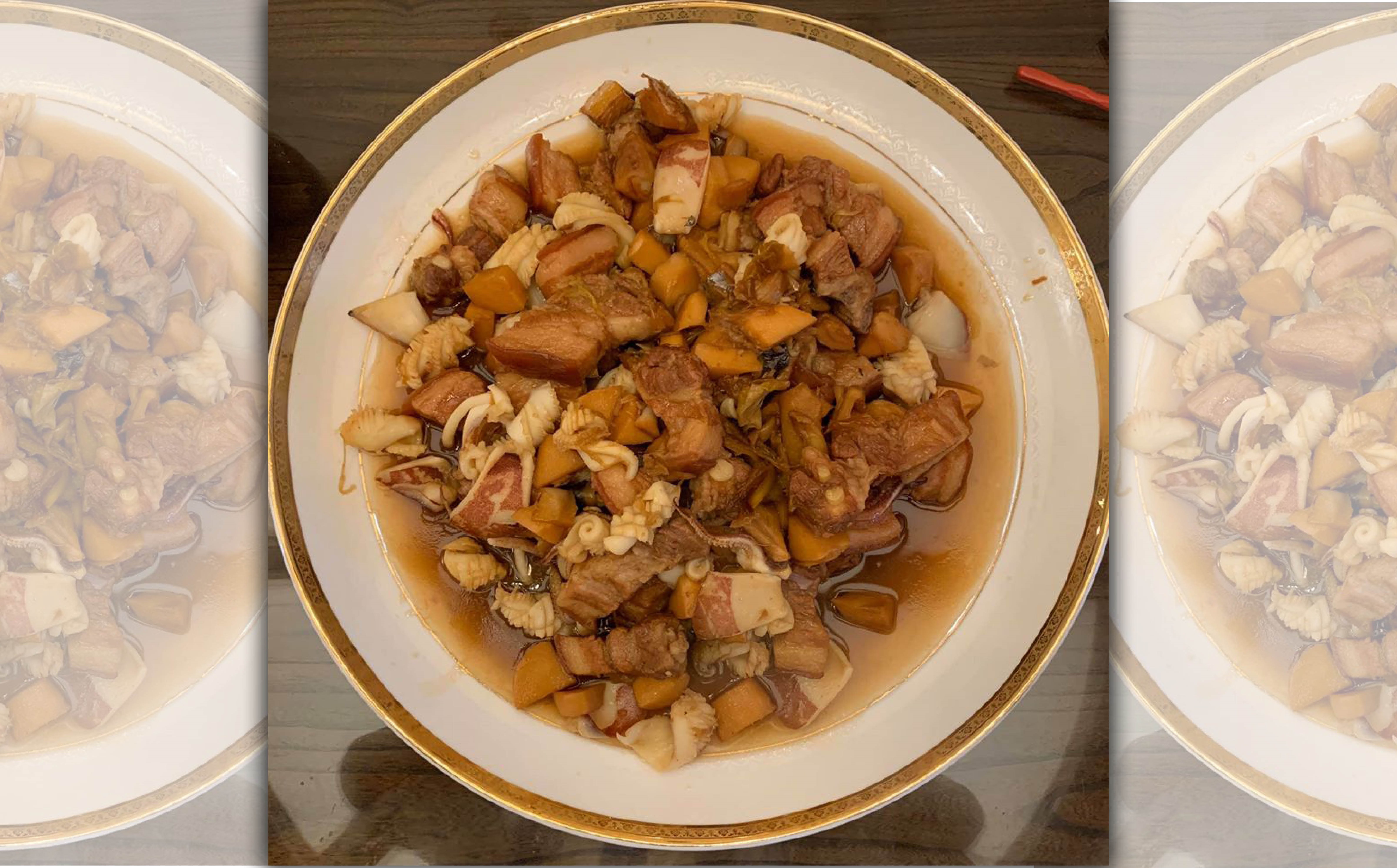 加了鰻魚乾與黃酒同燒的「上海魚鯗燒肉」，油濃醬赤，非常下飯。