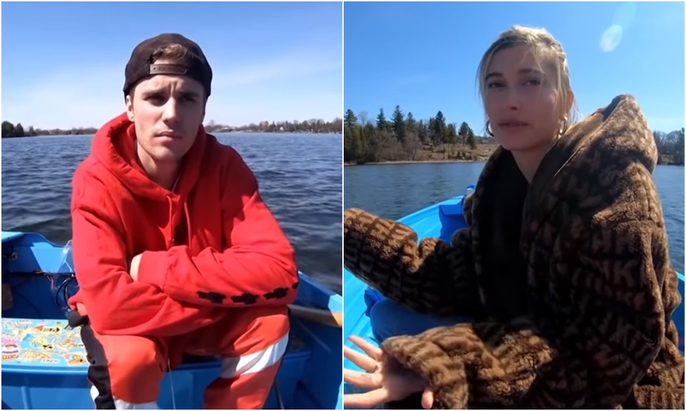 小賈斯汀和妻子海莉在平靜湖面上討論兩人的婚姻。（翻攝自Justin Bieber 臉書）