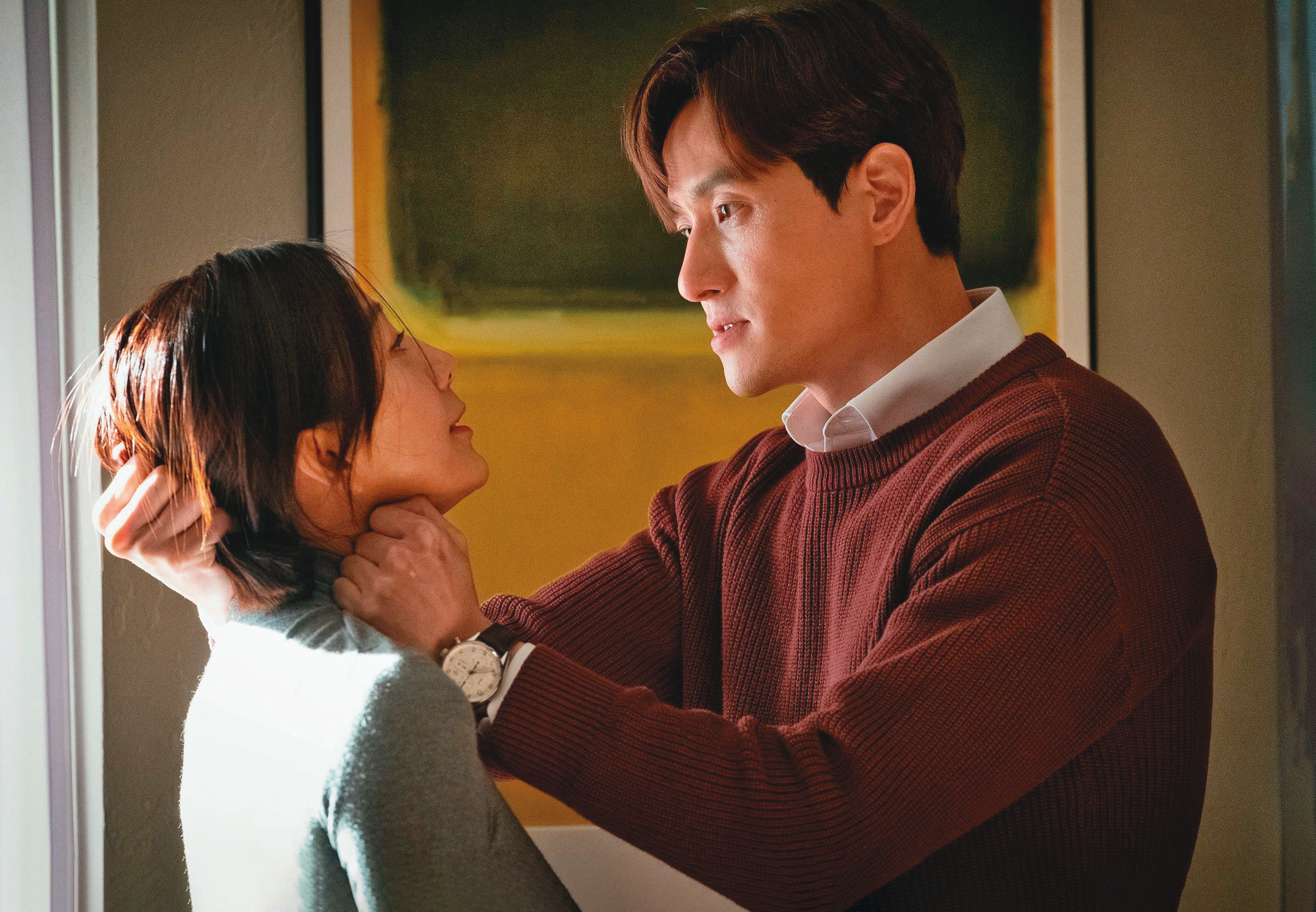 金喜愛（左）、朴海俊（右）主演的《夫婦的世界》以婚外情為主軸，呈現懸疑驚悚的夫妻對決。（愛奇藝台灣站提供）