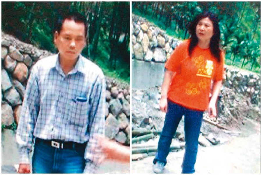 邱清彥（左）、賴慧慈（右）這對驚世夫妻在現場模擬時，互相攻擊叫囂。（翻攝畫面）
