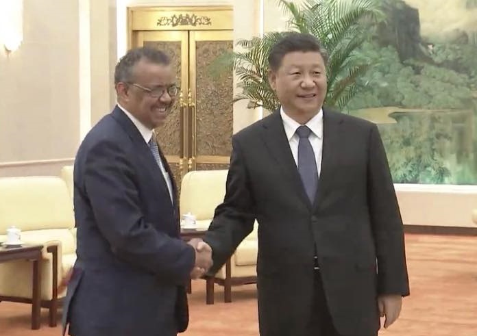 德國媒體指中國國家主席習近平致電WHO祕書長譚德塞，要求淡化疫情嚴重性，WHO發出聲明反駁非事實。（翻攝自Tedros Adhanom Ghebreyesus臉書）