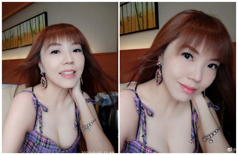 劉樂妍在上海隔離期間,仍貼出多張低胸性感照引來粉絲狂讚。(翻攝劉樂妍微博)