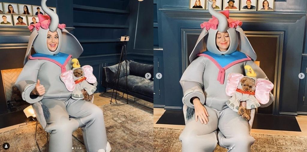 凱蒂佩芮扮成動畫片《小飛象》的象媽媽。（翻攝自Katy Perry官方Instagram）