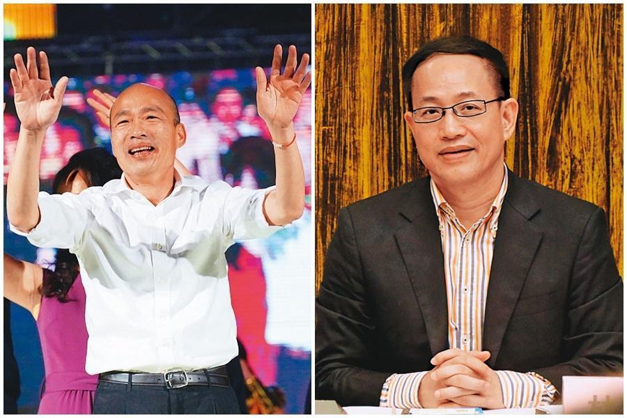 高雄市長韓國瑜(左圖)代表國民黨出馬角逐總統寶座,未料,中國湖南省及長沙市台辦竟藏身幕後,替他向台商買票。長沙台協會長林懷(右圖)涉嫌向台商買票力挺國民黨及韓國瑜,幕後資金來自當地台辦,已遭起訴。(右圖長沙台協提供)