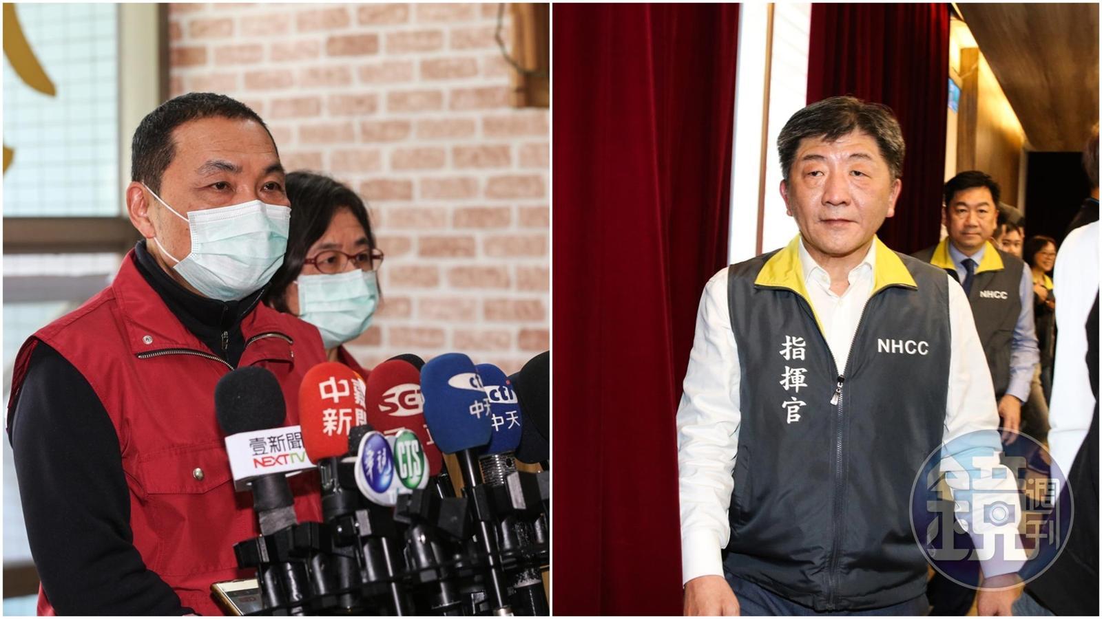 日前紓困方案爆出中央、地方爭論，如今事情落幕，侯友宜（左）稱與陳時中（右）已通過電話。（本刊資料照）