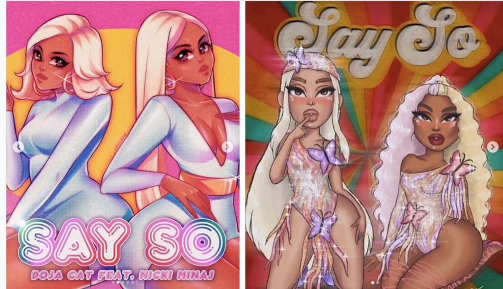 出道10年的妮姬米娜，終於靠著幫後起之秀蜜桃貓朵佳的混音版〈Say So〉拿下了冠軍。（翻攝自Nicki Minaj官方Instagram）