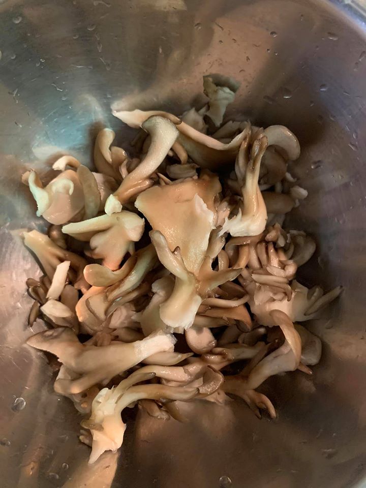 把舞菇洗淨拆開。