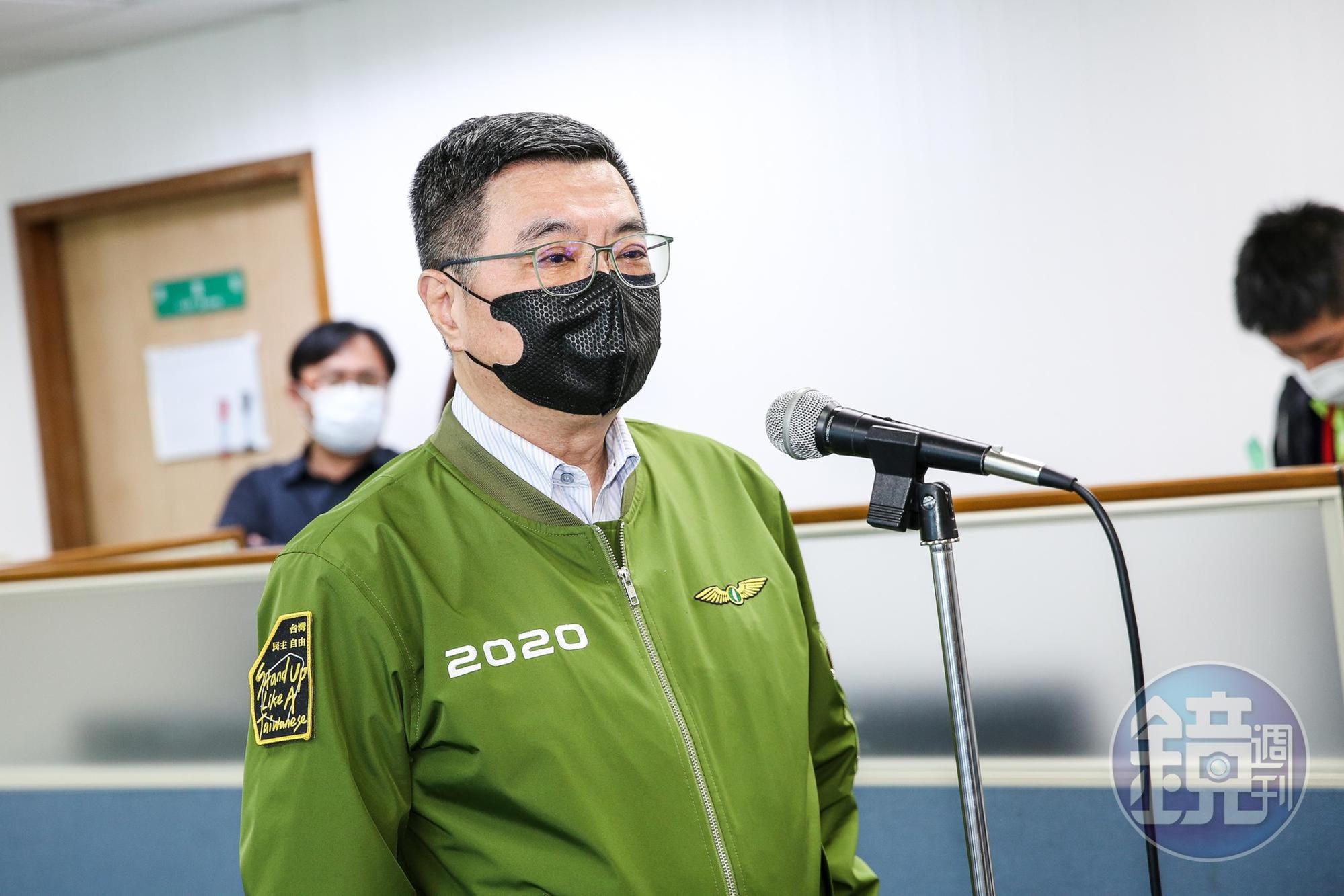 民進黨主席卓榮泰今天最後一次主持中常會，會前接受媒體訪問。