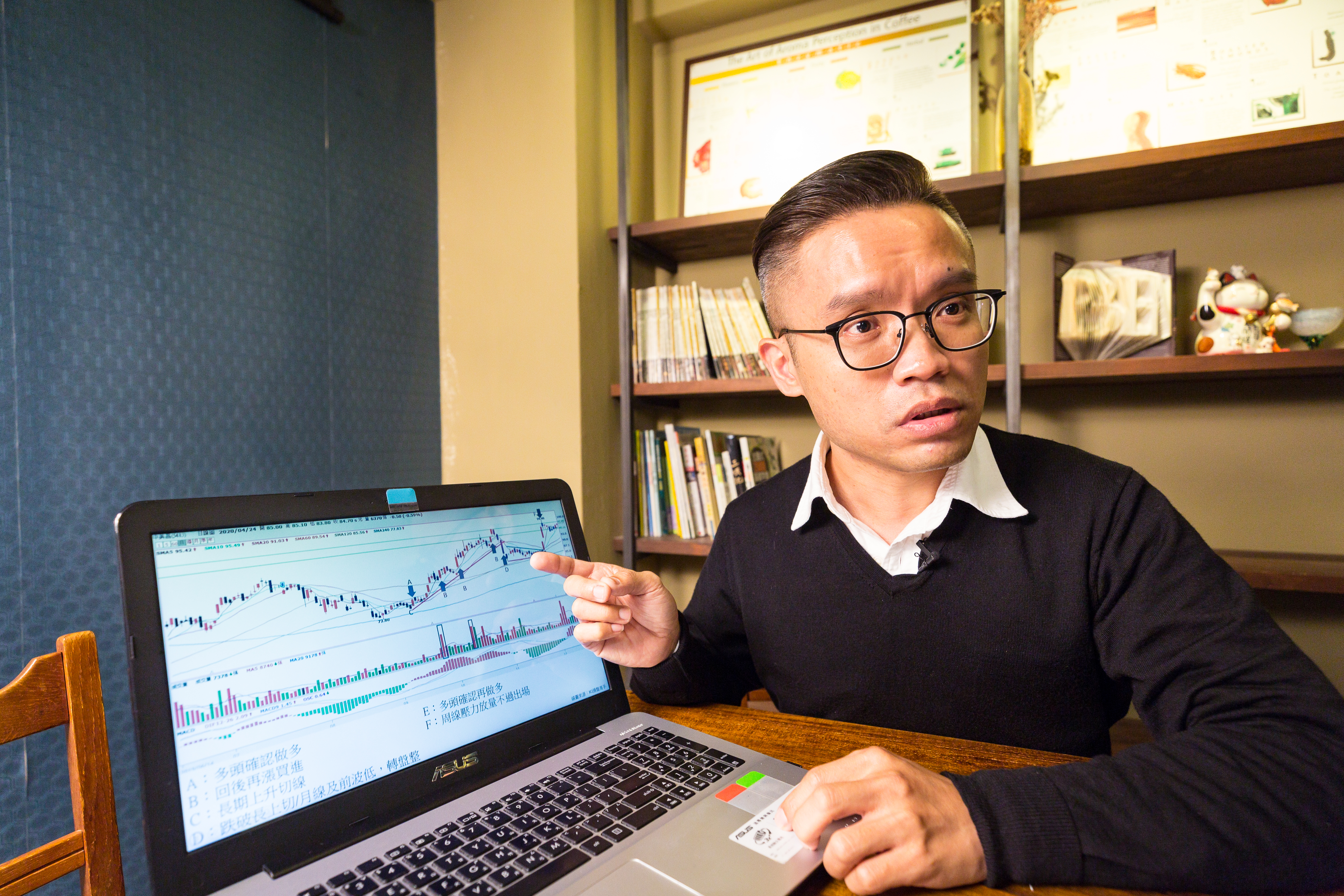 楊燁投資策略轉保守,改關注高殖利率個股,並從技術線圖找多頭強勢股。