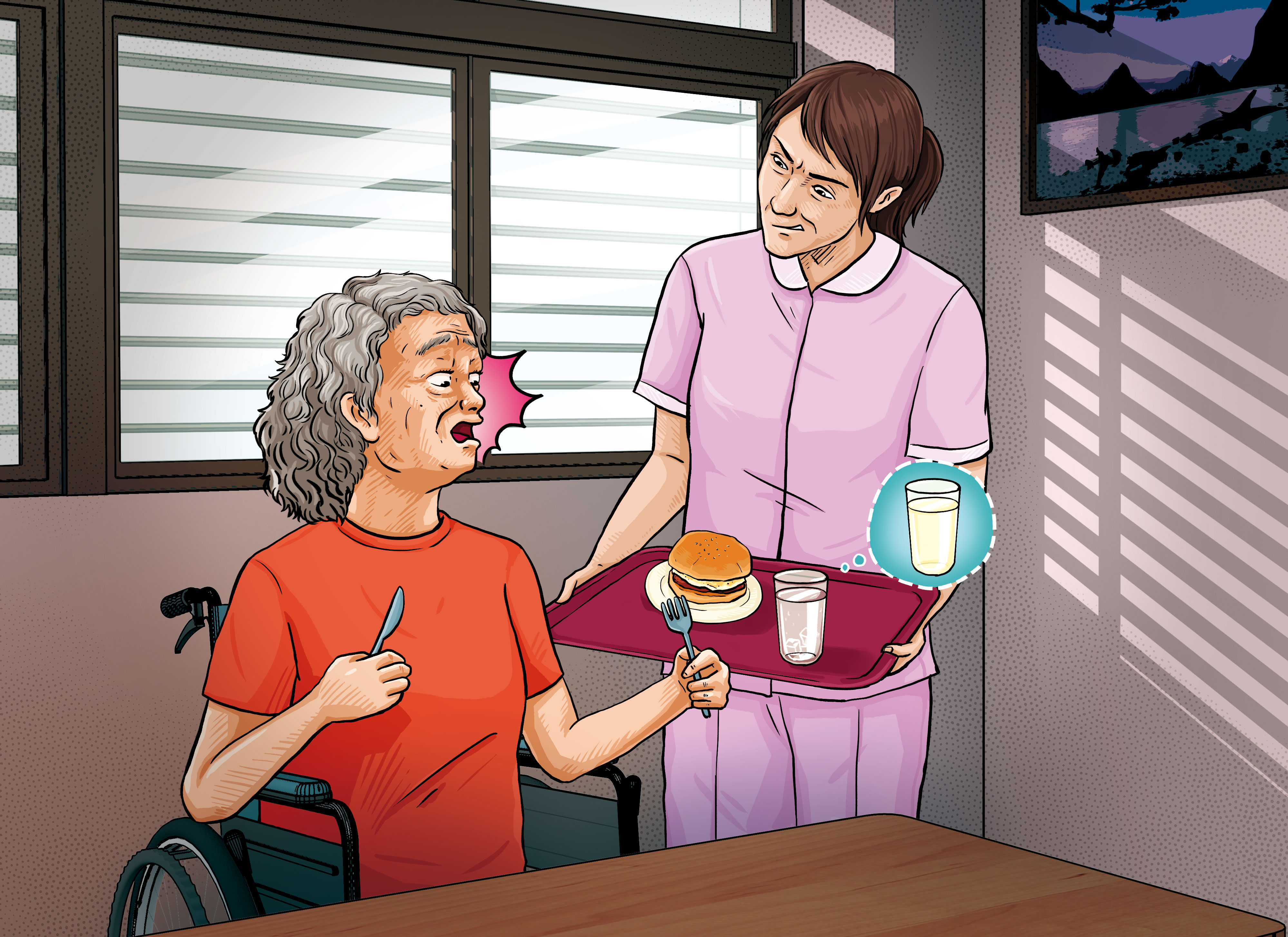 兆如的照服員被控在半夜將2名失智老人搖醒，把他們推到會客室一整夜。（圖為示意畫面）