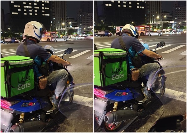 原PO等紅燈時目擊感動一幕。（翻攝自爆廢公社）