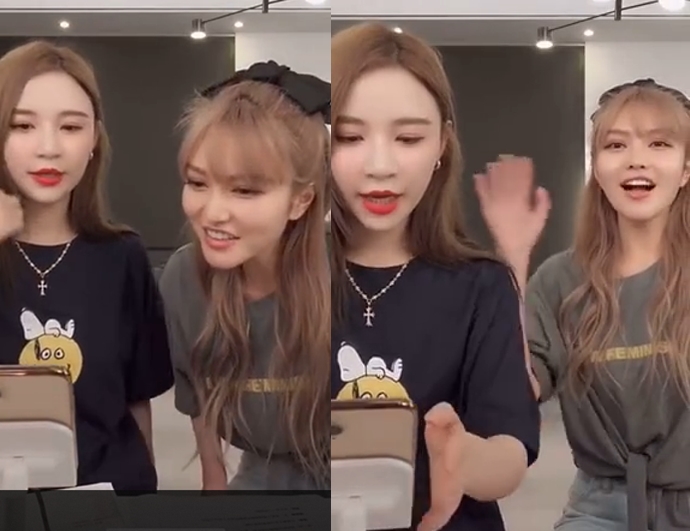 自爆與羅志祥分手原因後，周揚青上好友雪梨直播，以素顏方式見人。（翻攝自微博）