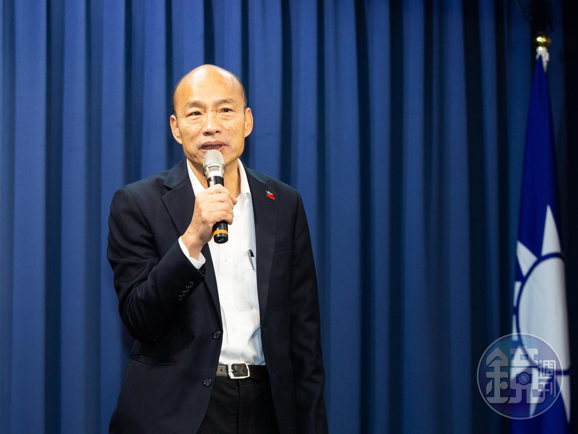對於中國鎖定東沙群島登陸演習，高雄市長韓國瑜（圖）表示不排除登島捍衛主權。圖為本刊資料照。