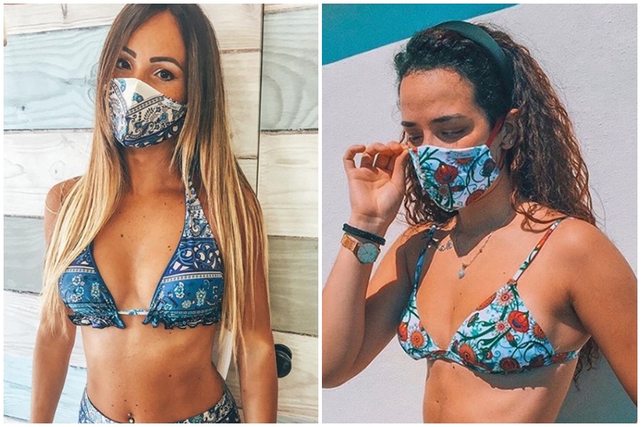 義大利設計師因應疫情而設計的三件式比基尼，竟意外爆紅。（翻攝elexia_beachwear IG）