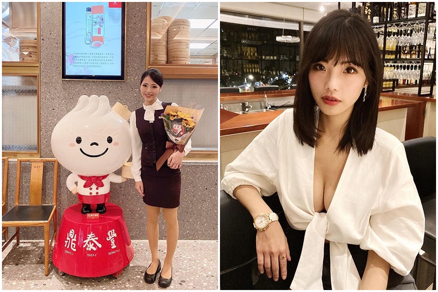 網友近日貼出一張鼎泰豐的前女員工，因長相及身材姣好而爆紅。（翻攝orangeadei IG）
