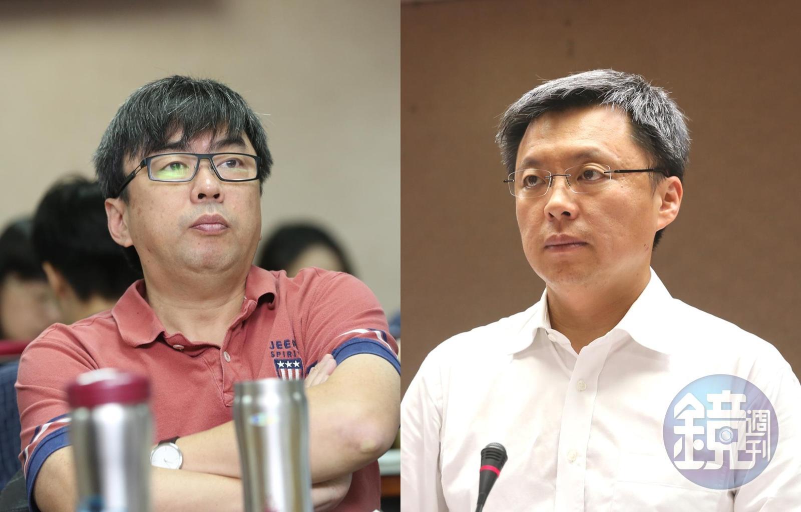 民進黨前立委段宜康(左)中午在臉書開砲,以未具體點名高雄區域立委趙天麟(右)阻撓議員參加罷韓。
