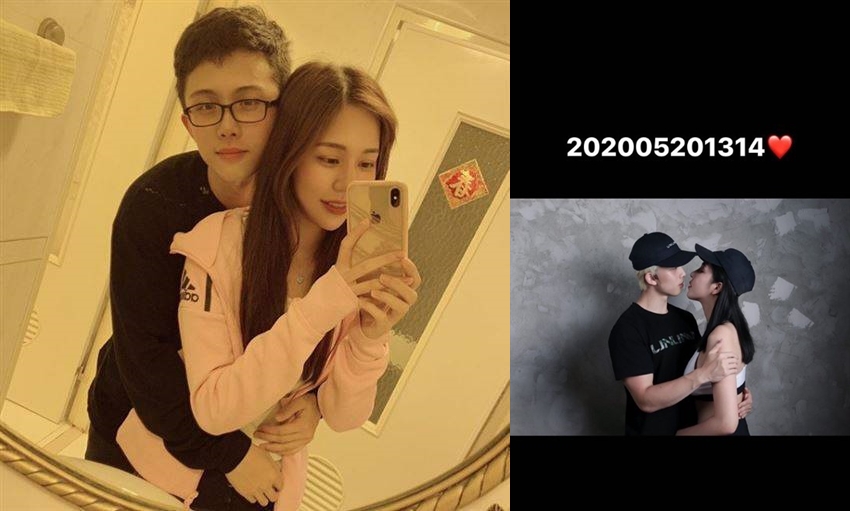 孫安佐20日以「真愛密碼」告白並作勢吻上奶妹。左為他與舊愛阿乃。（翻攝自孫安佐IG）