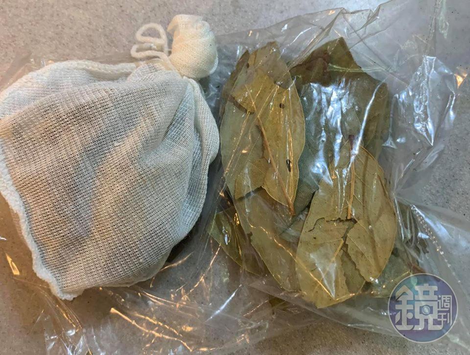 中式滷包與肉桂葉。
