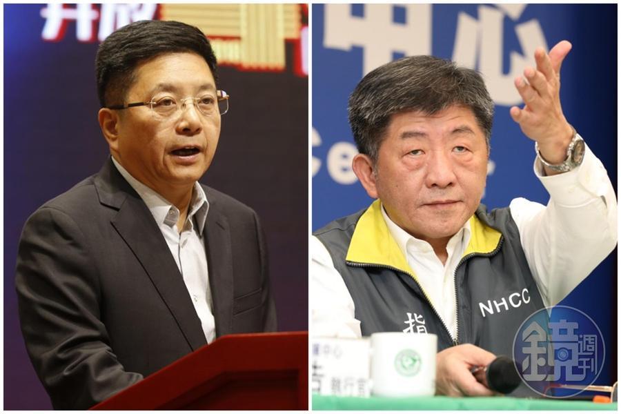 國台辦官方微博怒批我國衛福部長陳時中(右圖)是隱瞞疫情的一把好手。左圖為國台辦發言人馬曉光。