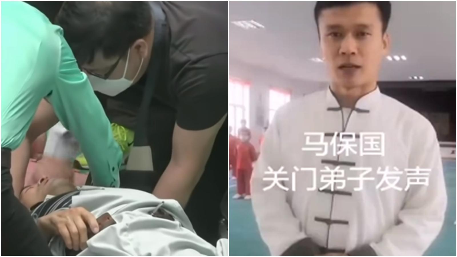 馬保國秒被KO，一名自稱是關門弟子的人替師父喊冤遭下毒。（合成圖，翻攝自微博）