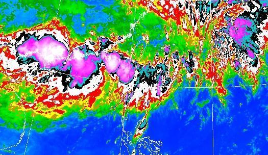 氣象局衛星雲圖。(翻攝自氣象局網站)
