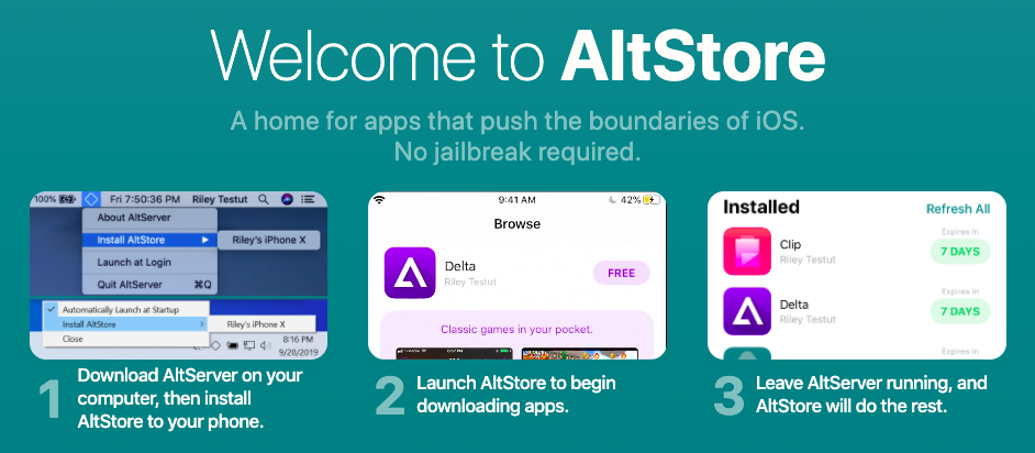 「AltStore」能讓使用者自行安裝測試用 App。（圖片來源：開發團隊網站）