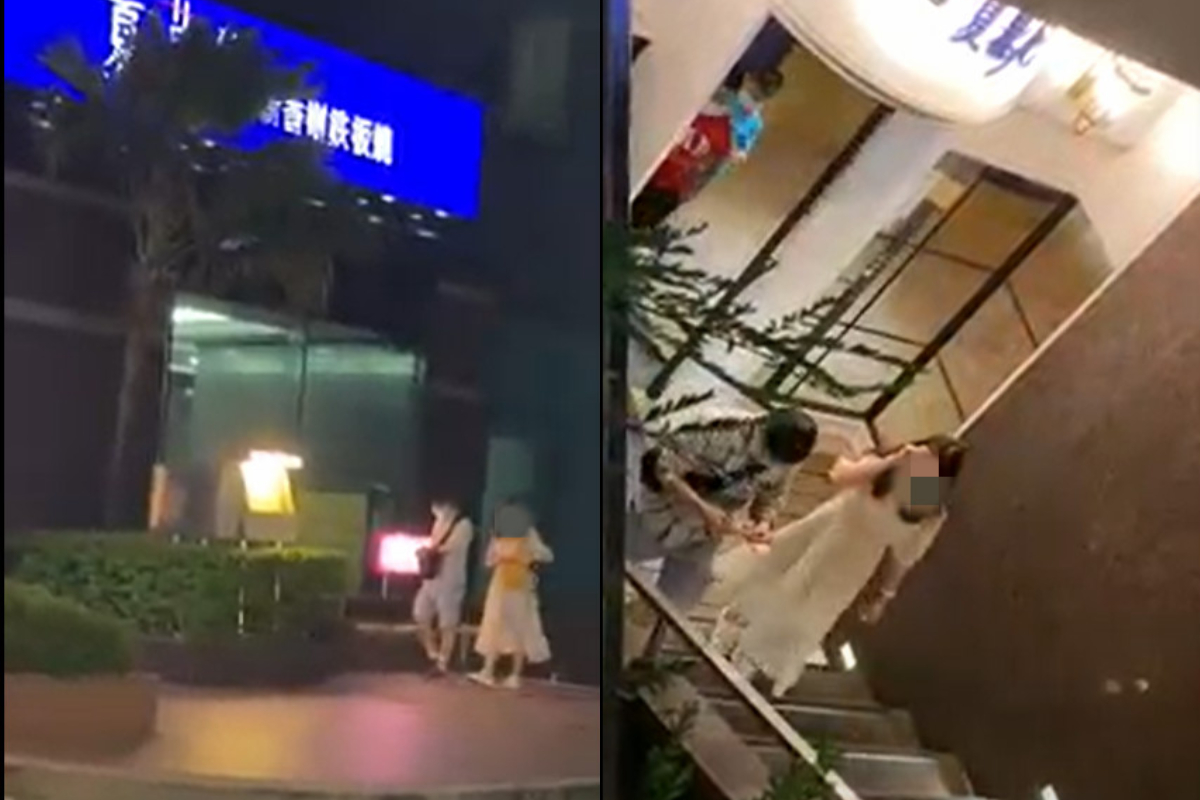 林女與人夫前往鐵板燒餐廳用餐，用餐完畢後離開餐廳。（讀者提供）