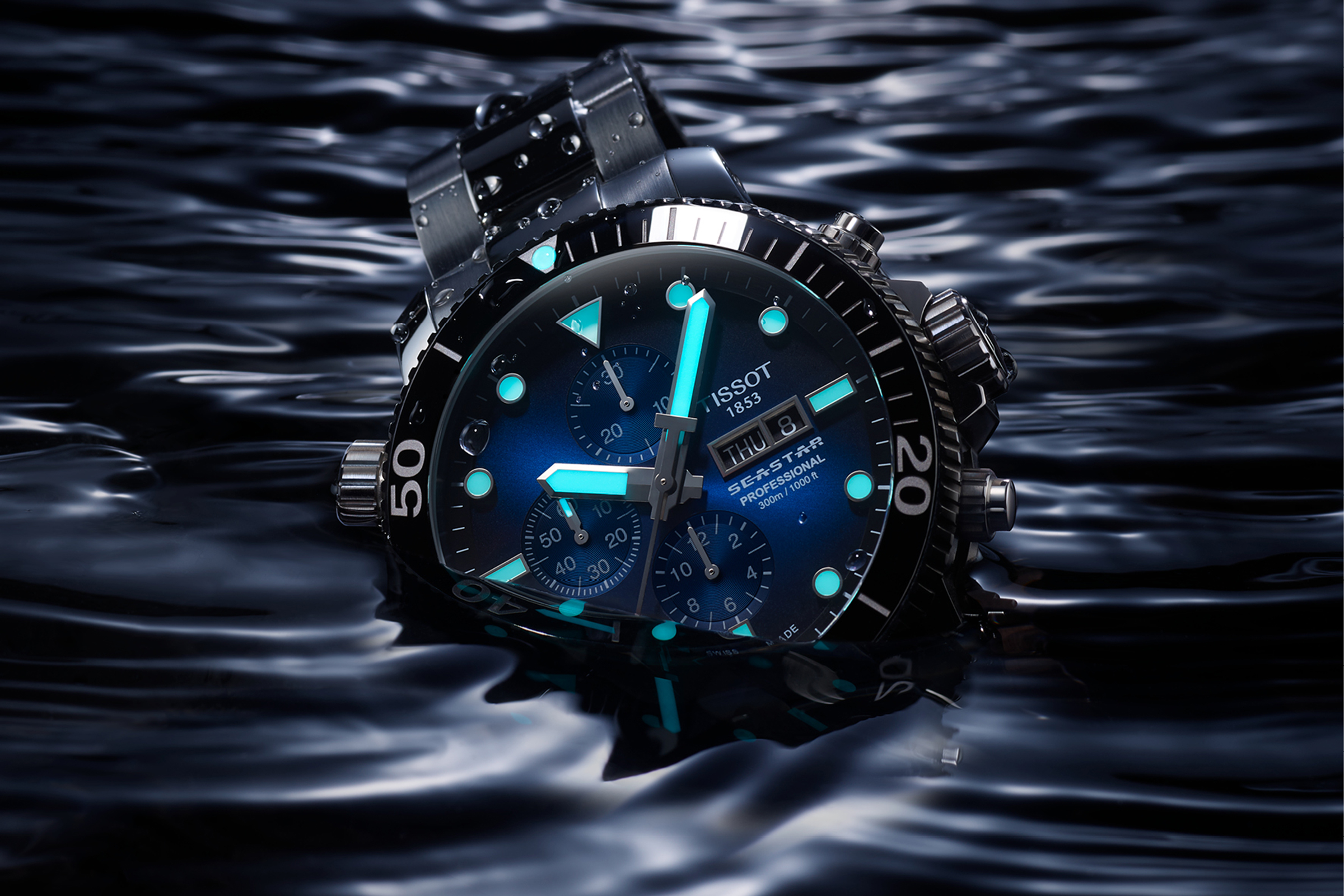 延續前兩年Seastar 1000的成功，今年天梭推出新的「專業版」機械計時碼錶，性能規格更進階。