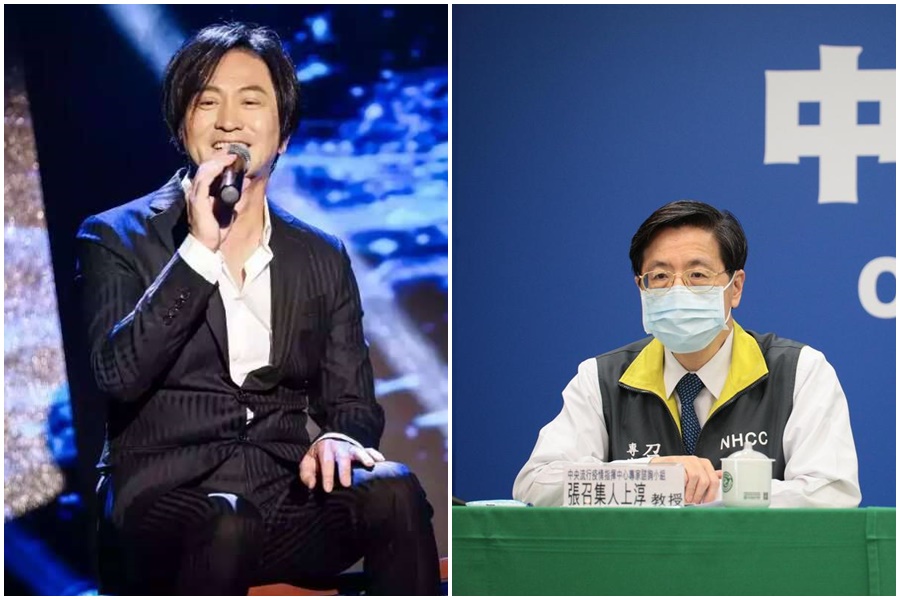 「防疫五月天」之一的張上淳與張洪量是堂兄弟。（疫情指揮中心、翻攝自張洪量臉書）
