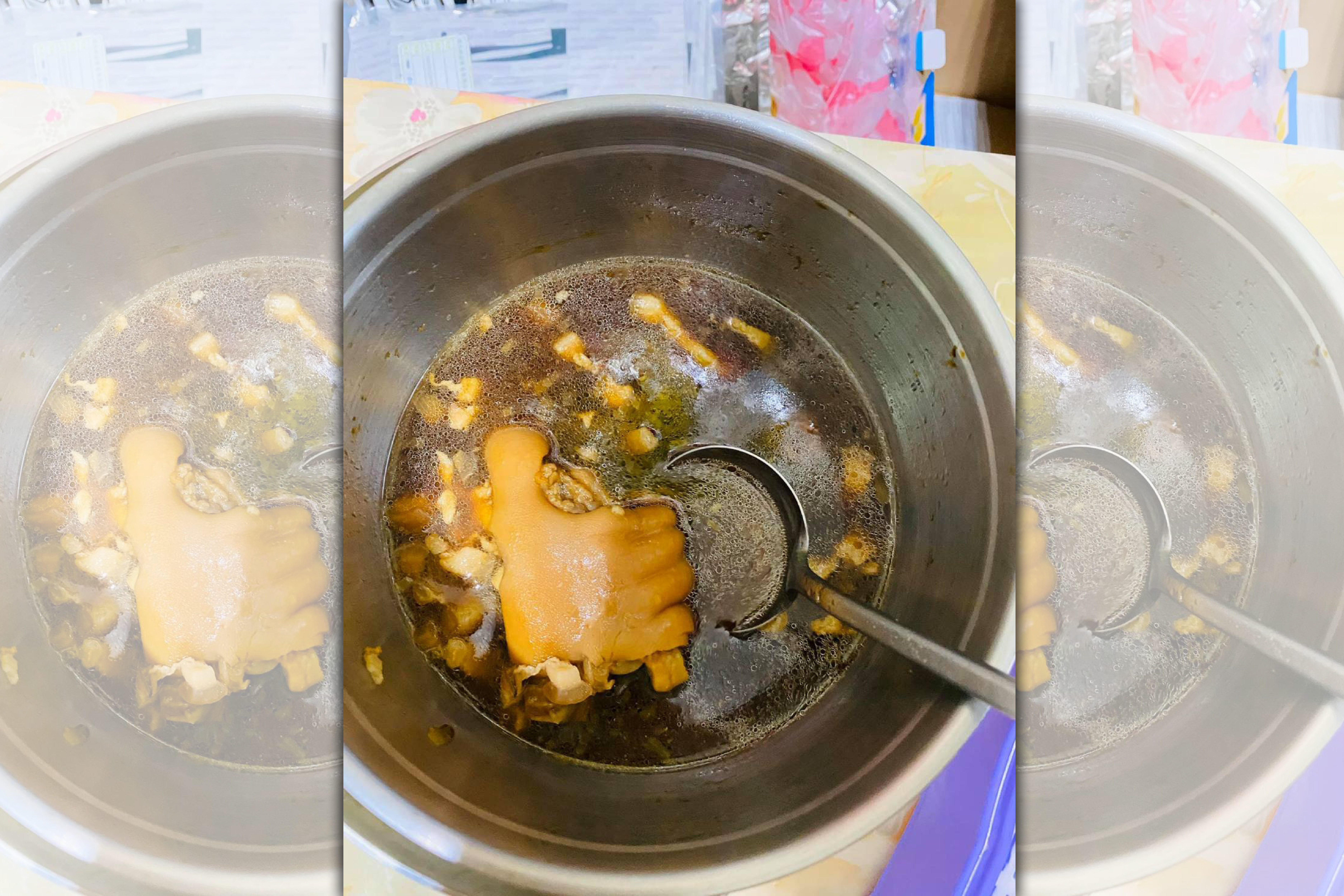 滷豬腳形狀神似一隻手「比讚」。（翻攝自臉書社團「爆廢公社」）