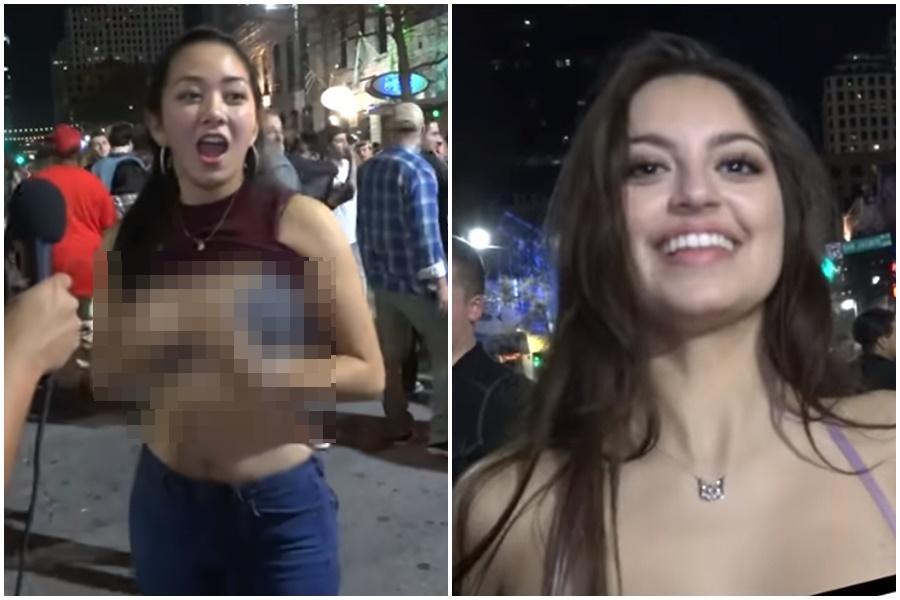 為了100美元女生真的會願意「露出長輩」嗎?結果讓網友超驚豔。(翻攝自YouTube)