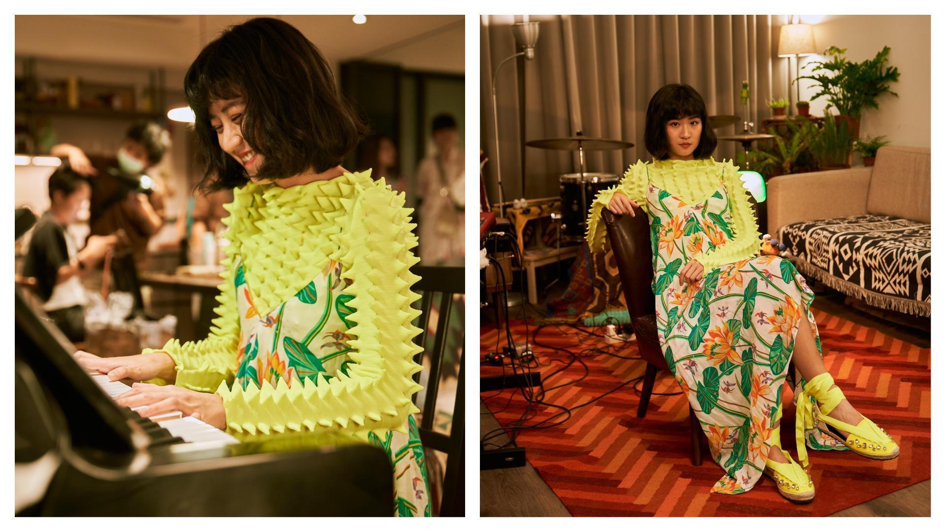 日前9m88穿著Paula’s Ibiza系列於LOEWE EN CASA演奏,在LOEWE的IG帳號對全世界直播。(LOEWE提供)