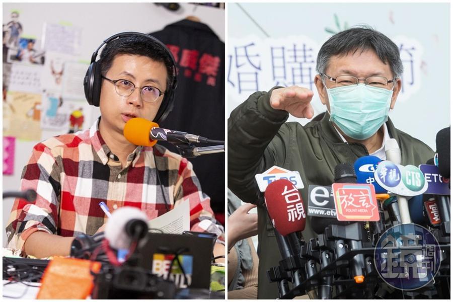 台北市議員邱威傑（左圖）表示寬宏售票面臨生死存亡，台北市長柯文哲（右圖）回應將最快速度解封。圖為本刊資料照。
