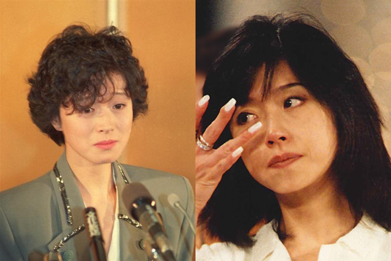 近藤真彥在記者會趁隙宣傳新戲，還將所有過錯推給中森明菜，讓她獨自面對媒體提問，無奈地流淚，並為自己輕生道歉。（翻攝自網路）