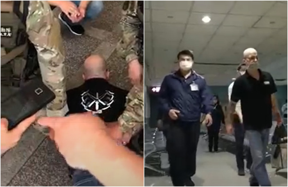 美籍通緝犯Chris在警方的戒護下，遭遣返美國。（翻攝畫面）