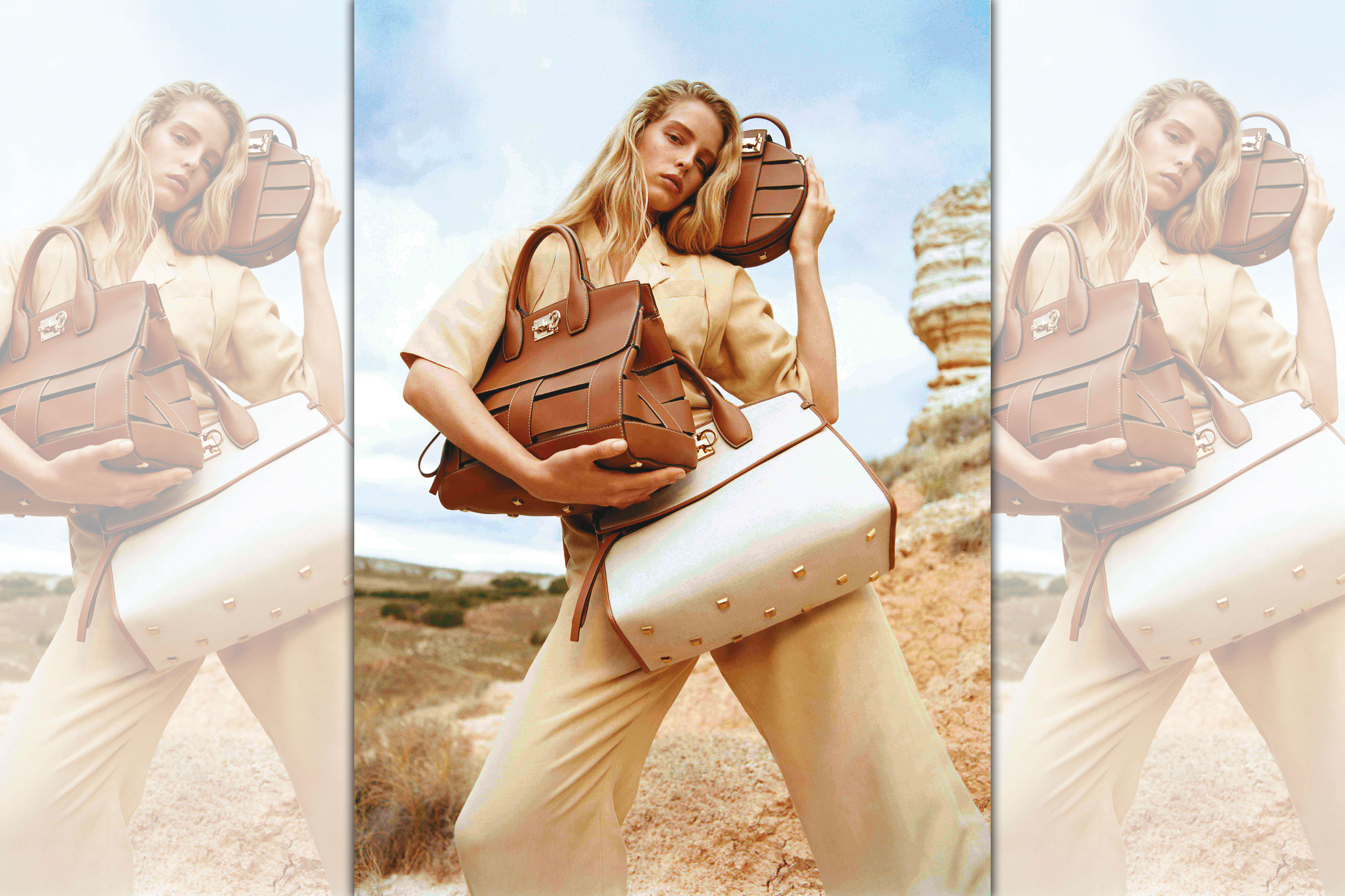 Salvatore Ferragamo STUDIO包款每季皆推出不同尺寸、材質與顏色的方正包款，今年春夏多了可愛的圓形設計。（Salvatore Ferragamo提供）