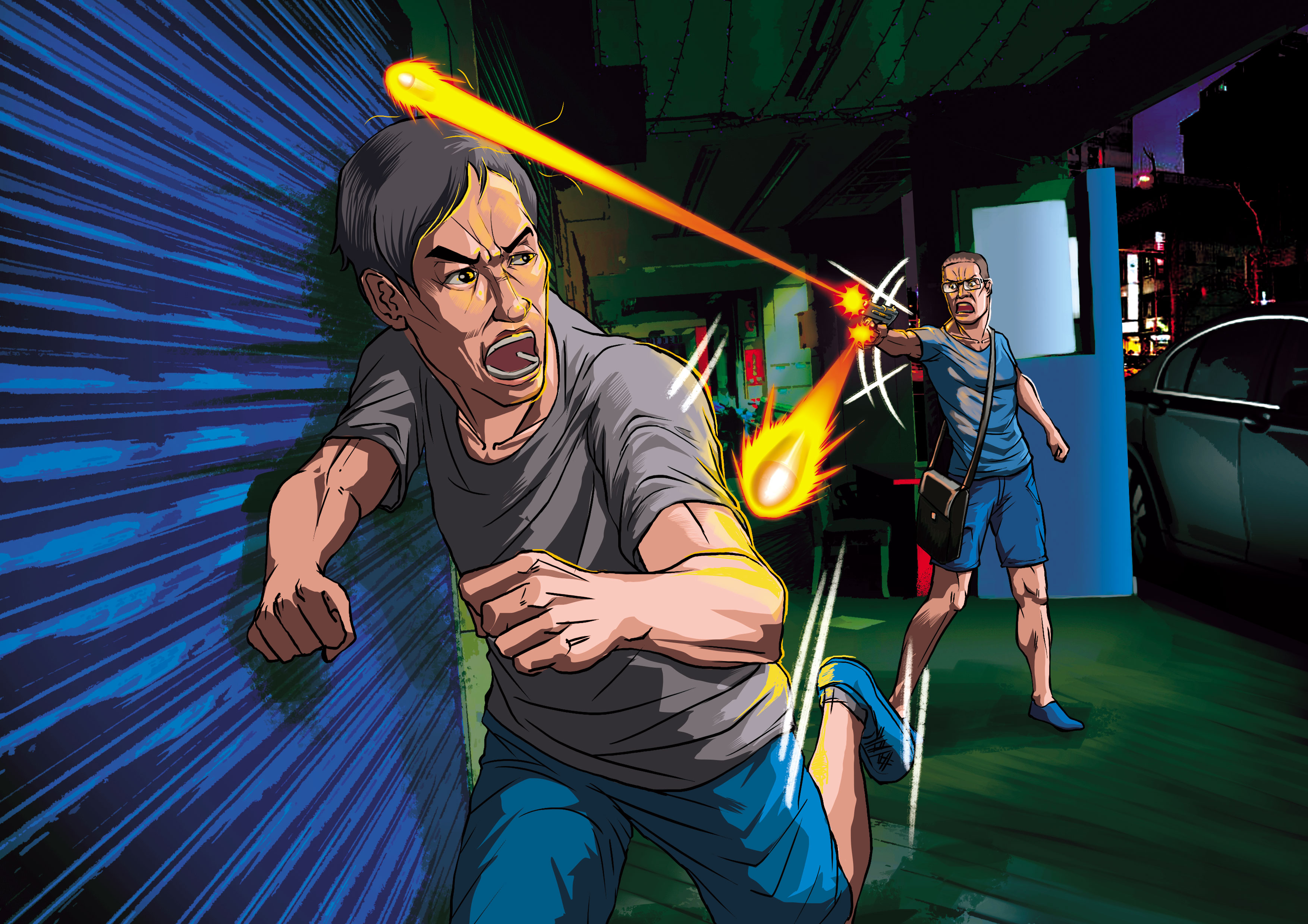 凶手許萬珍槍殺債主的友人後，繼續追殺呂姓債主。