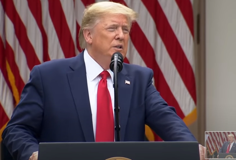 對於中國強推港版國安法，美國總統川普表示，將取消對港的特殊待遇。（翻攝自The White House YouTube）