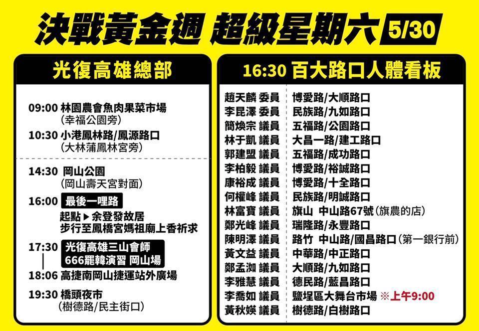 罷韓團體自今日起一連7天舉行遊行,號稱是「最後一哩路」。(翻攝自Wecare高雄臉書)