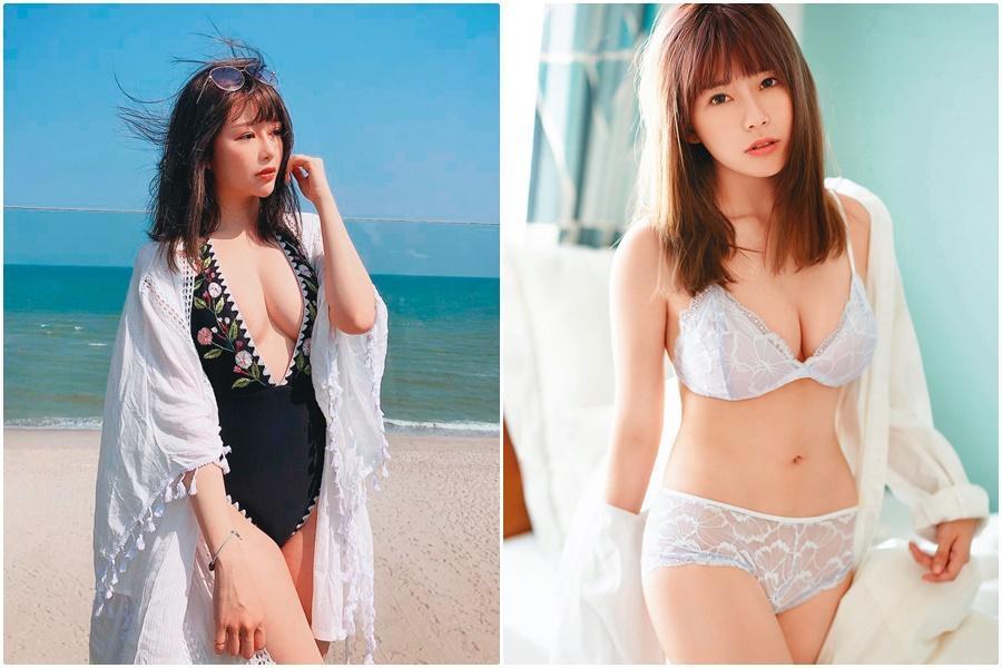 有「隱乳女神」封號的電競實況主阿樂,擁有甜美外型和豐滿D奶。(右圖OFU PHOTO提供、翻攝自阿樂IG)