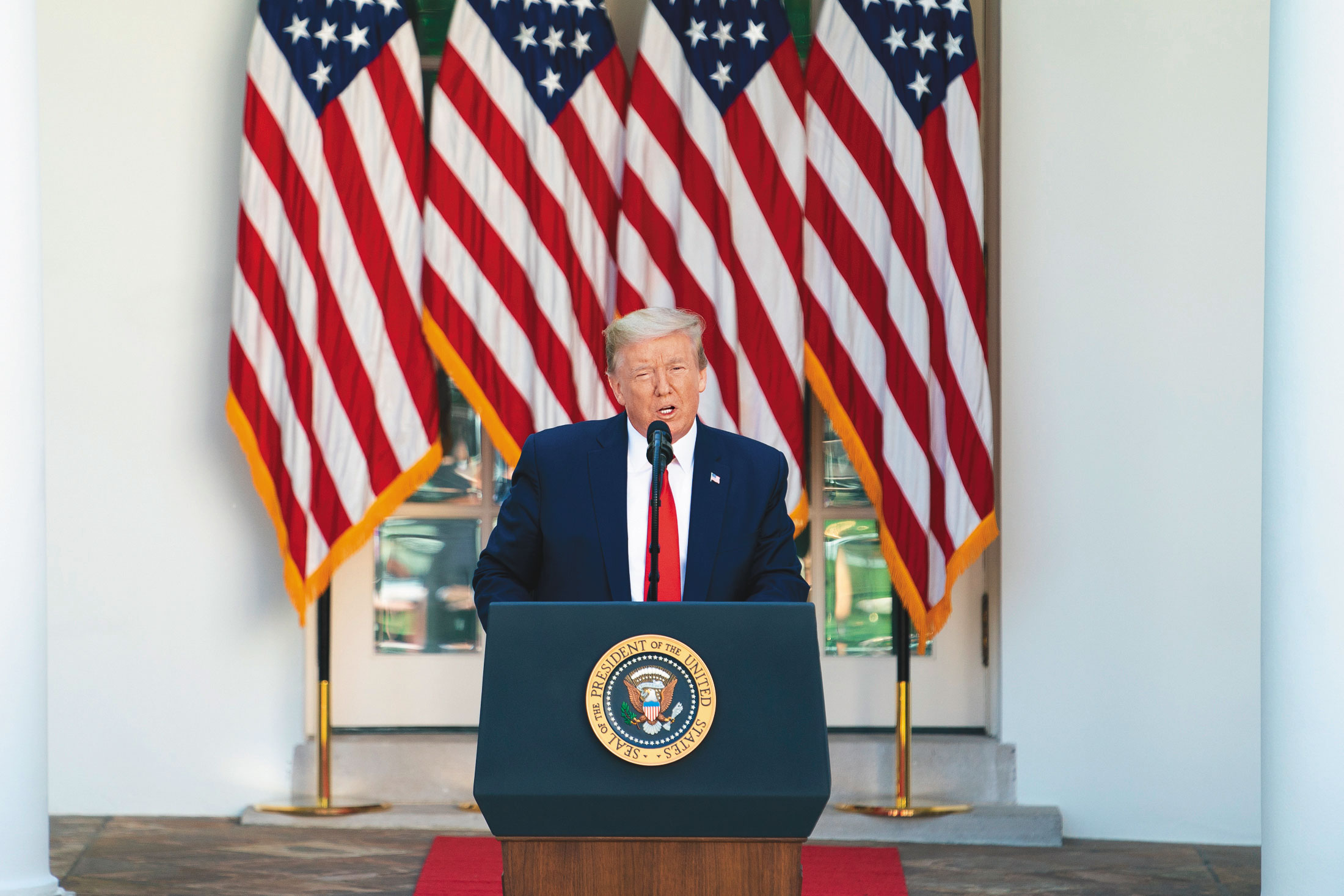 美國總統川普召開記者會,抨擊中國對美國及全世界造成的危害,並祭出5手段制裁。(翻攝WhiteHouse Flickr)