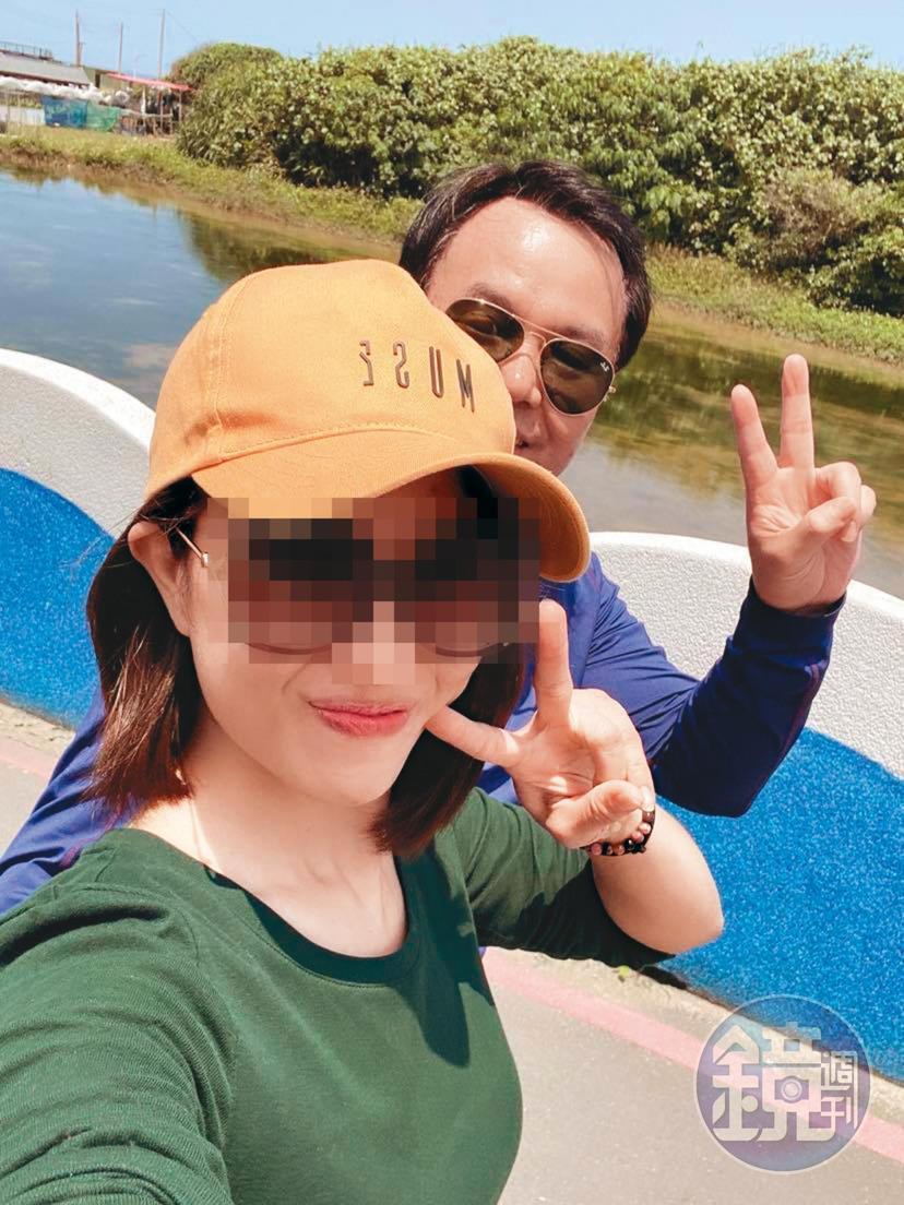葉義英(後)與假髮公司女總經理(前)外遇,2人相差15歲。(讀者提供)