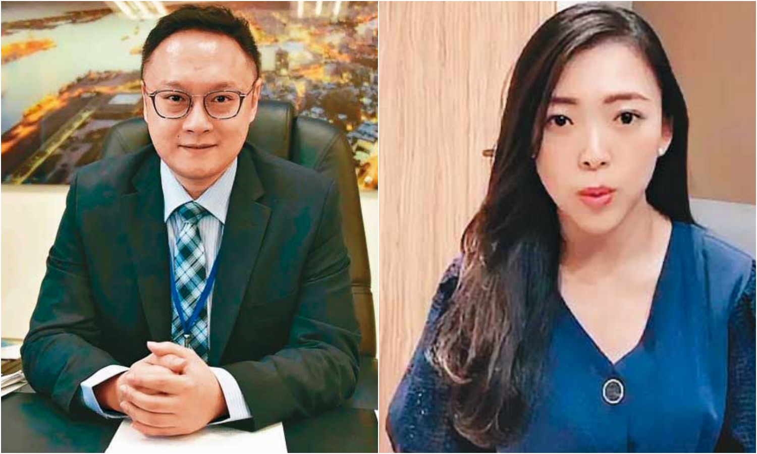 為降低罷韓熱度,韓營替韓設下發言防火牆,發言系統均改由鄭照新(左)出面回應政治話題;外型姣好、主播出身的市府副發言人白喬茵,近日也被安排親上火線,替韓國瑜辯護。(翻攝鄭照新臉書/高雄市政府提供)