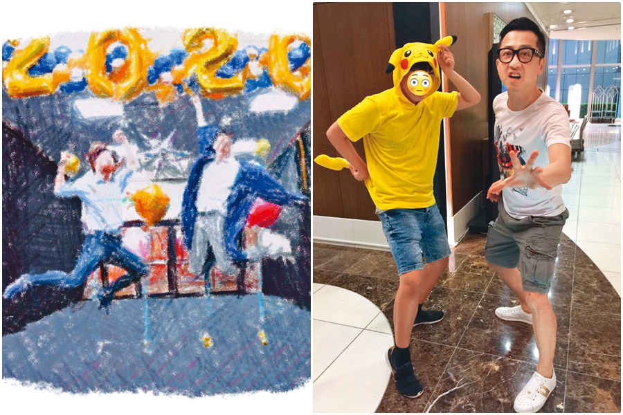 由於伊能靜人在國外，日前小哈利從台北美國學校畢業，輪到爸爸哈林參與兒子的重要時刻。（翻攝自庾澄慶臉書）