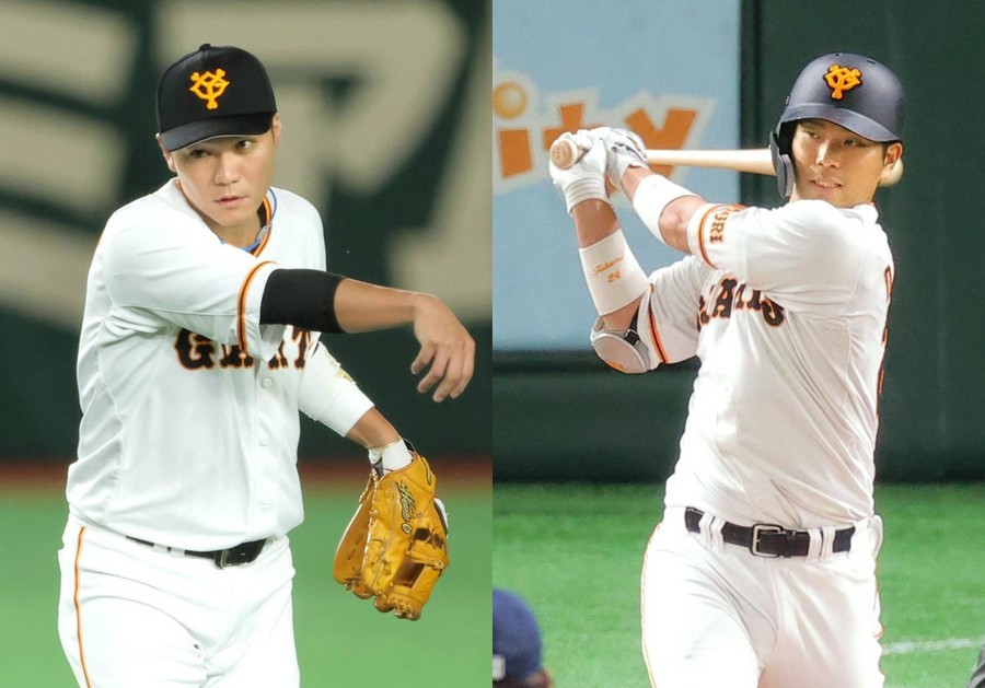 日本職棒巨人隊的坂本勇人（左）和大城卓三確診武漢肺炎。（翻攝體育報知）