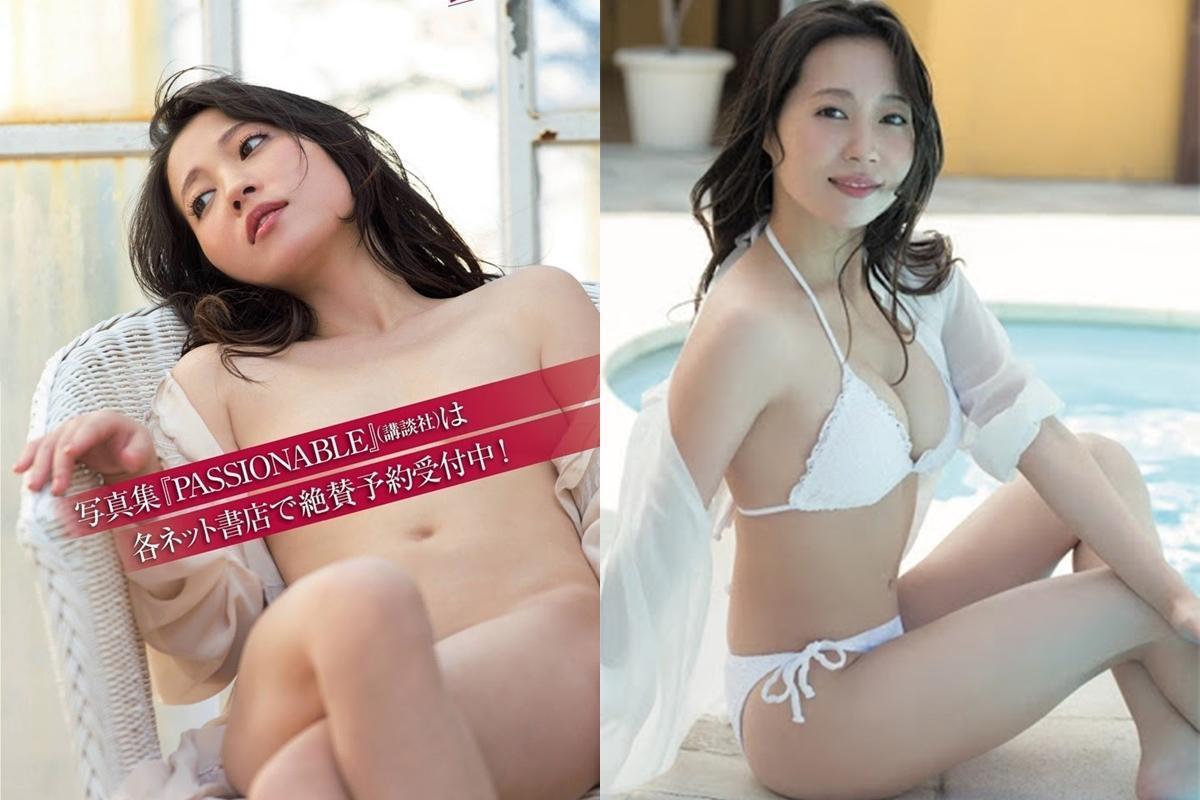 福田明日香露毛全裸寫真集《PASSIONABLE》，還未正式發行預購就已破10萬本。（左圖翻攝《FRIDAY》周刊，右圖翻設日刊體育報）