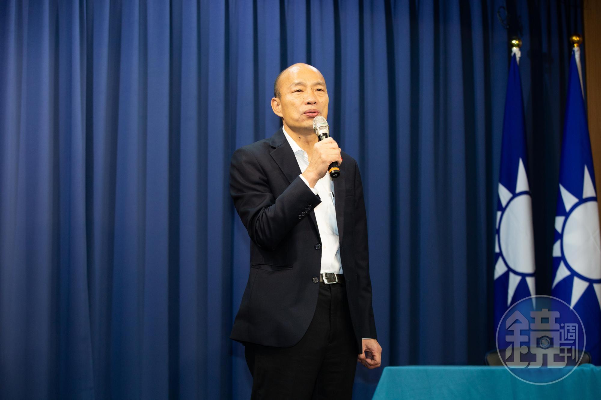 高雄市長韓國瑜（圖）對於罷免案定調「不投票，只監票」，讓作家溫朗東痛批撕裂家庭。（本刊資料照）